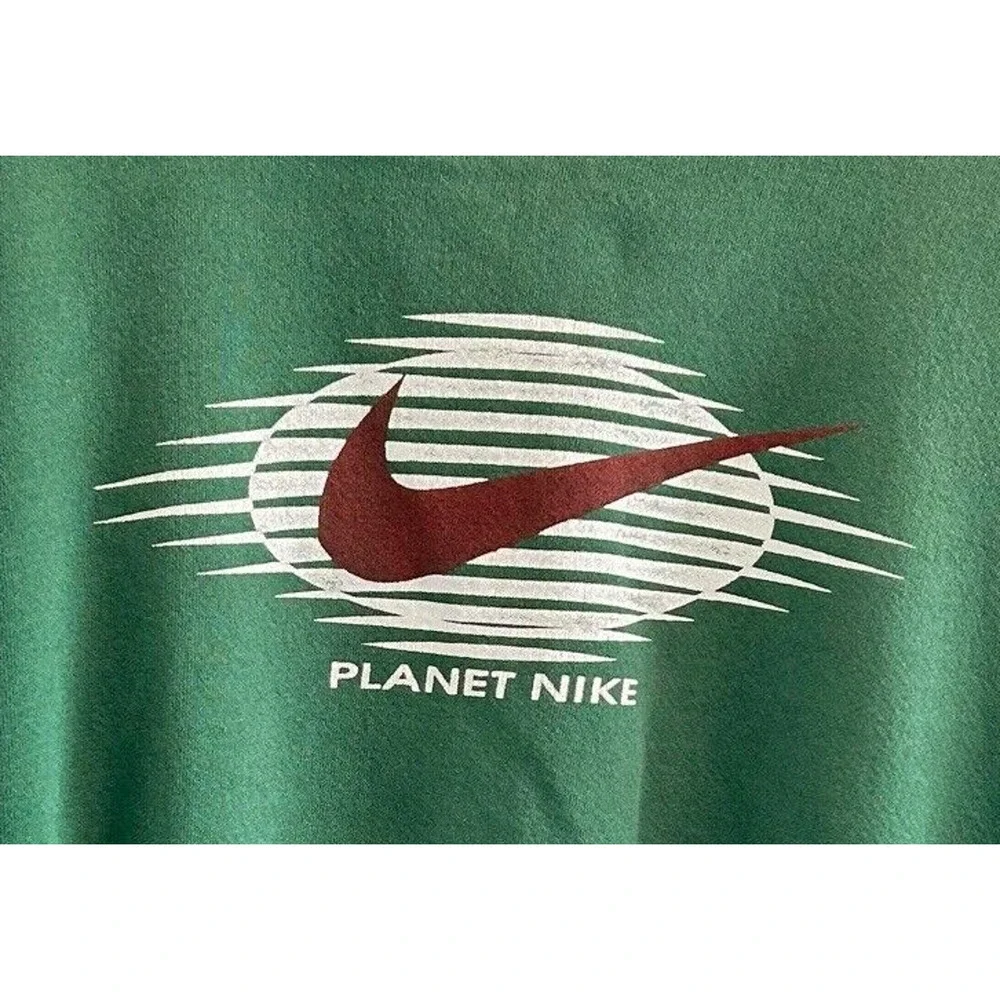 VTG Planet Nike CREWNECK SWEATSHIRT XL 50-50 Cotton Polyester Hunter Green USA